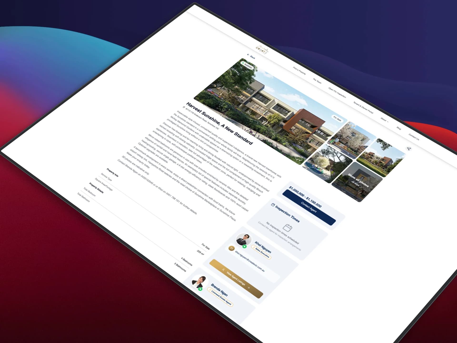 Create VIC – Real Estate Website Revamp & CRM Integration — view 1