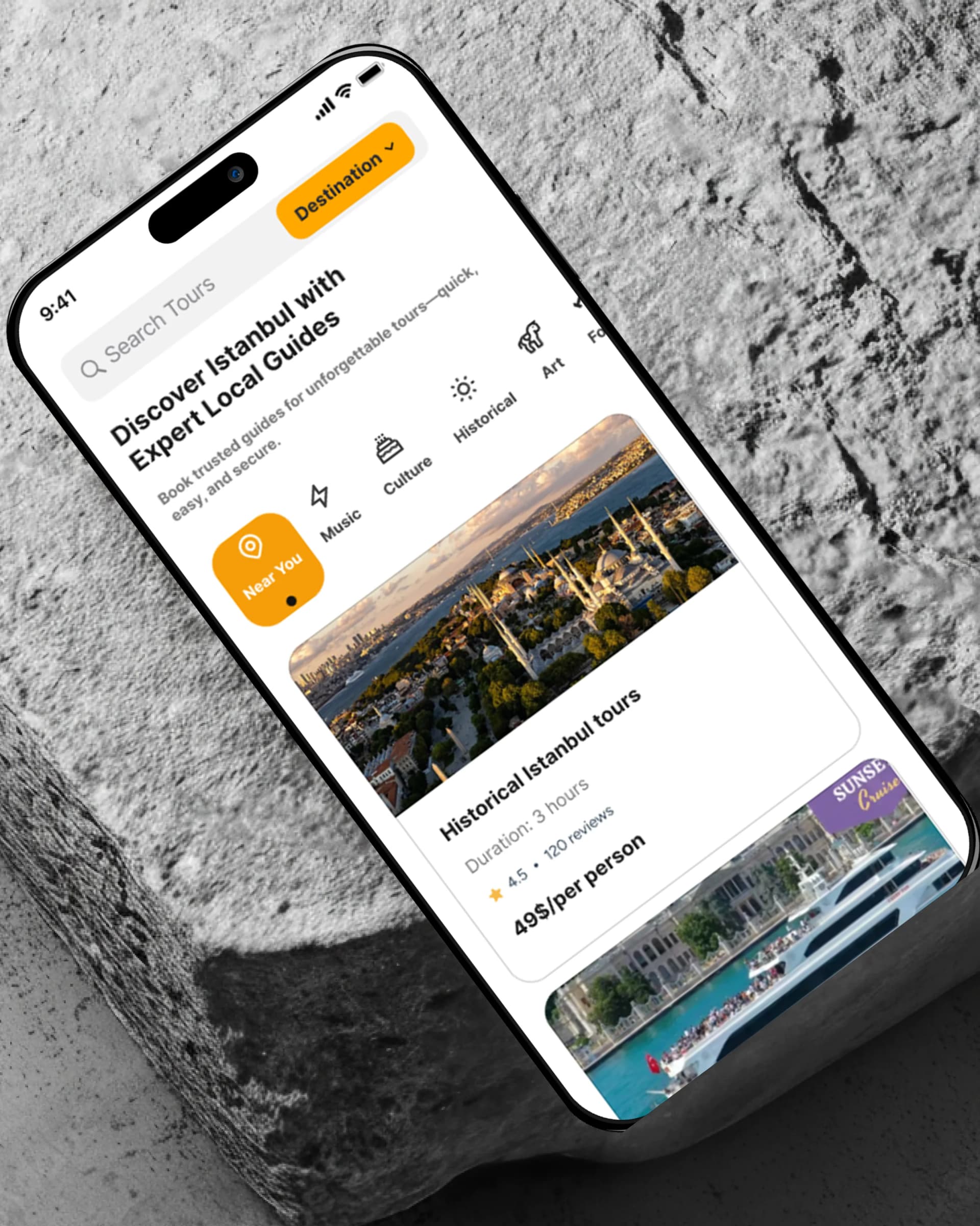 GuideWise – Tourist & Local Guide Mobile App Development — view 1